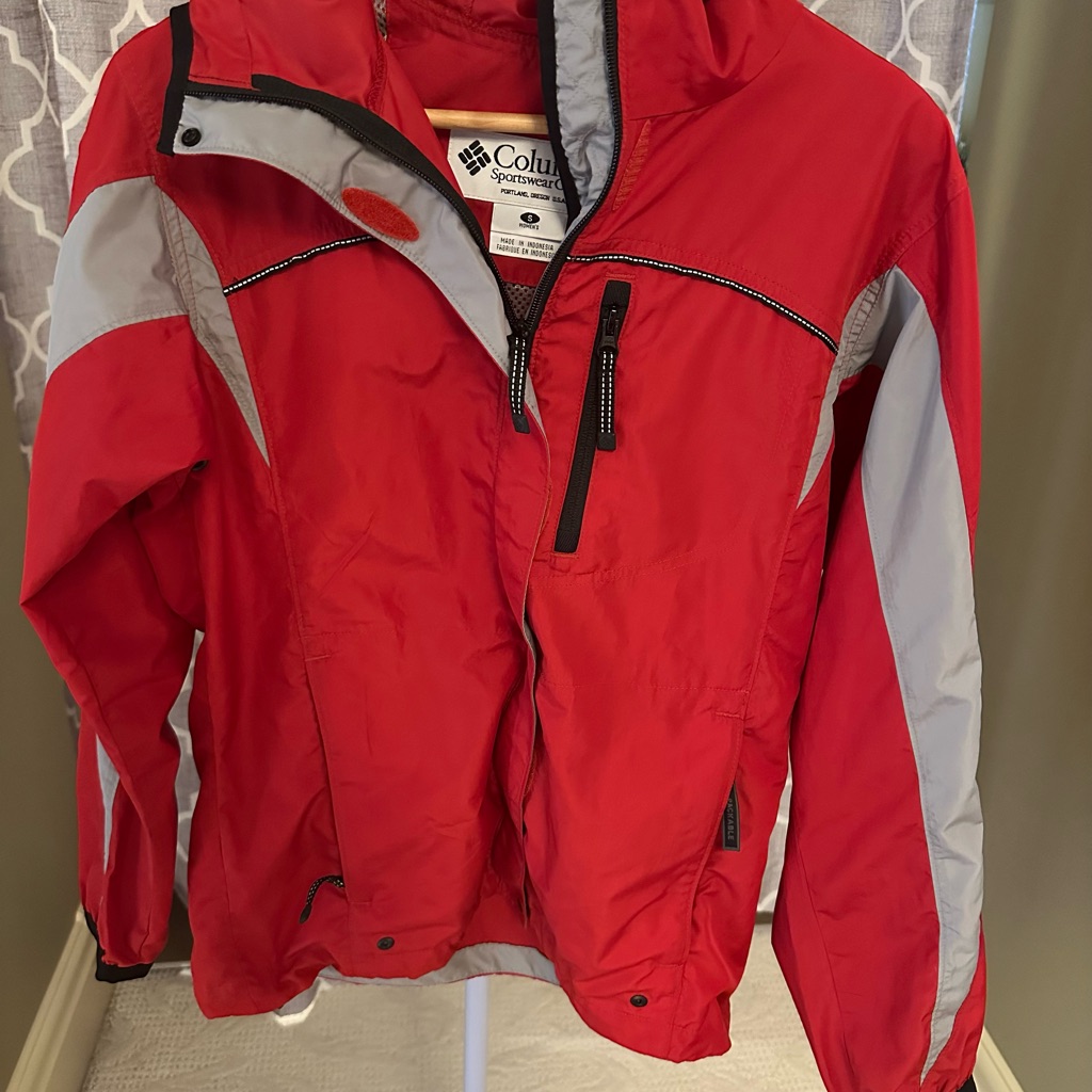Columbia Women Red And Gray Raincoat